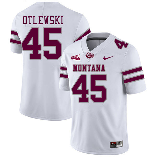 Montana Grizzlies #45 Caleb Otlewski College Football Jerseys,Uniforms Stitched Sale-White